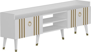 ТВ стол Kalune Design Isyl, золотой/белый, 183.6 см x 57.6 см x 29.6 см