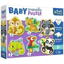 Puzle Trefl Baby Progressive Puzzle Exotic Animals 44005, daudzkrāsaina