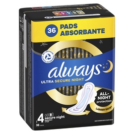 Higiēniskās paketes Always Ultra Secure Night Size 4, 36 gab.