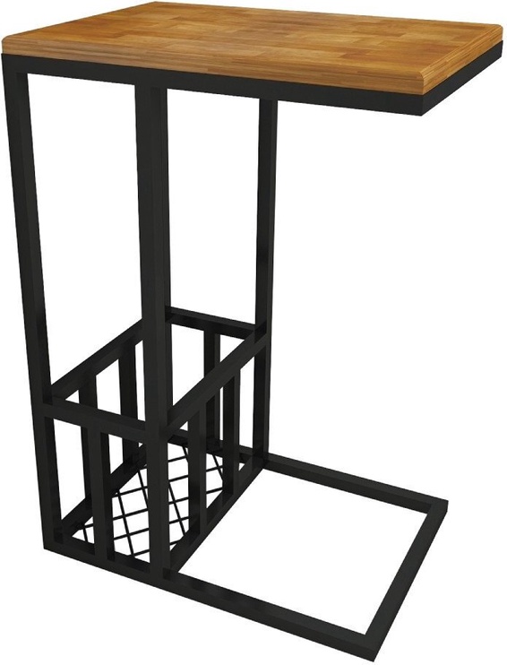 Журнальный столик Kalune Design Prag C, черный/дерево, 45 см x 30 см x 62 см