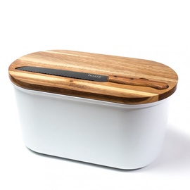 Хлебница Husla Bread Box With Knife KNFF3565, белый/дерево