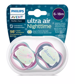 Соска Philips Avent Ultra Air Night, от 6 месяцев, многоцветный, 2 шт.