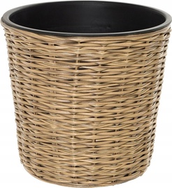 Цветочный горшок OTE Flower Pot D009-W31-G, пластик/ротанг, Ø 31 см, бежевый