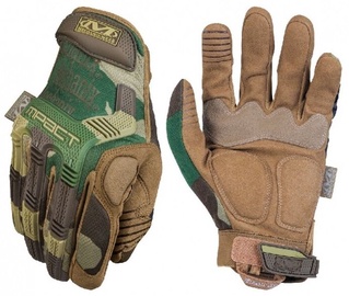 Рабочие перчатки перчатки Mechanix Wear M-Pact® Woodland Camo, для взрослых, искусственная кожа, коричневый/зеленый, XL