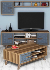 Комплект мебели для гостиной Kalune Design Ayla, комнатные, синий/ореховый