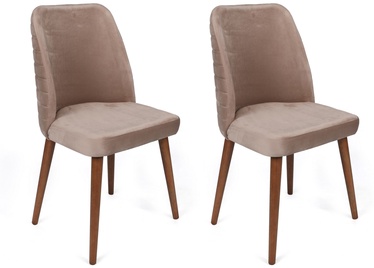 Ēdamistabas krēsls Kalune Design Tutku 344 V2 974NMB1692, matēts, bēša/valriekstu, 49 cm x 50 cm x 90 cm, 2 gab.