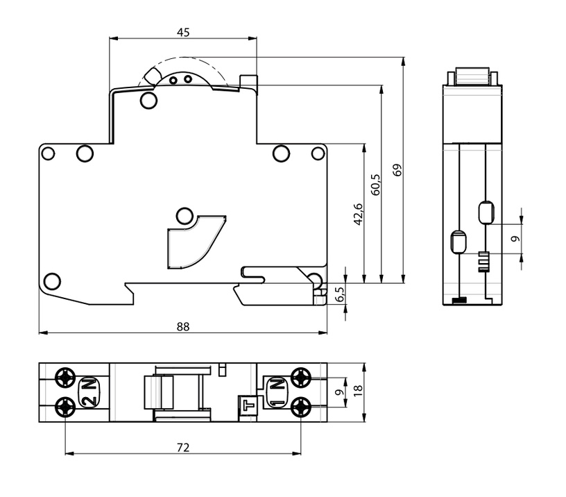 Реле утечки тока ETI KZS-1M / 002175224, 230 В