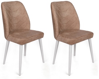 Valgomojo kėdė Kalune Design Dallas 583 V2 974NMB1663, matinė, balta/šviesiai ruda, 49 cm x 50 cm x 90 cm, 2 vnt.