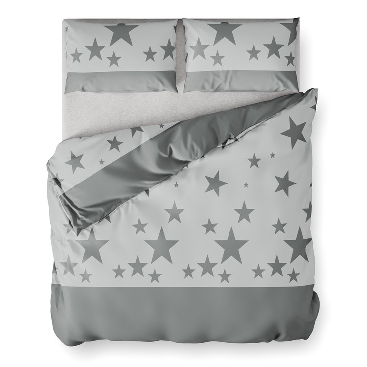 Ziemassvētku gultas veļas komplekts AmeliaHome Stardust, pelēka, 200x220 cm