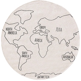 Ковер Benuta World Map, белый/черный, 115 см x 115 см