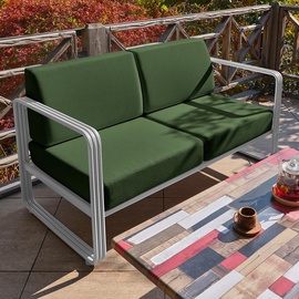 Dārza dīvāns Kalune Design Solaris 2-Seat, balta/zaļa, 70 cm x 151 cm x 66 cm