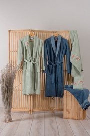 Комплект халата и полотенец Foutastic Family Bath Set 3D 338CTN1935, синий/зеленый, S/M