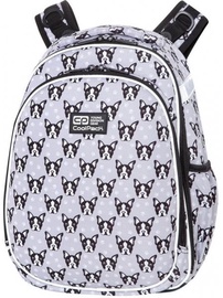 Школьный рюкзак CoolPack French Bulldogs, белый/черный/серый, 29 см x 16 см x 44 см