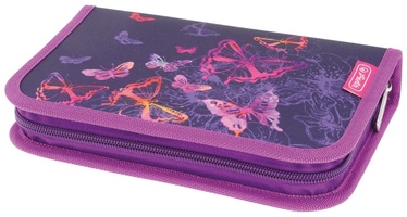 Пенал Herlitz Butterflies, 20.5 см x 14 см, фиолетовый