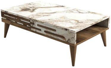 Журнальный столик Kalune Design Valensiya, белый/бежевый/ореховый, 105 см x 60 см x 34.6 см