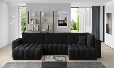 Stūra dīvāns Bonito Velvetmat 10, melna, kreisais, 170 x 340 cm x 92 cm