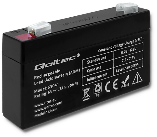 UPS akumulators Qoltec AGM 6V 1.3 Ah, 1.3 Ah