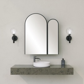 Pakabinama vonios spintelė su veidrodžiu Kalune Design Classe, juoda, 12 cm x 40 cm x 50 cm