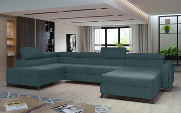 Stūra dīvāns Josette Grande 75, zila, kreisais, 200 x 370 cm x 98 cm