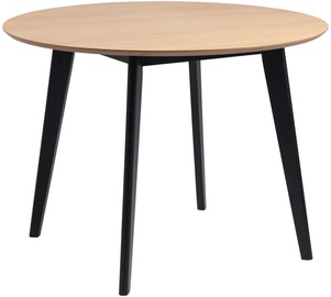 Pusdienu galds Roxby 85661, melna/ozola, 105 cm x 105 cm x 76 cm