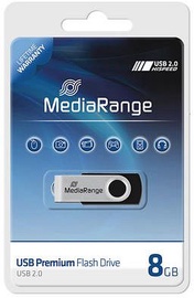 USB atmintinė MediaRange Flexi-Drive, sidabro/juoda, 8 GB