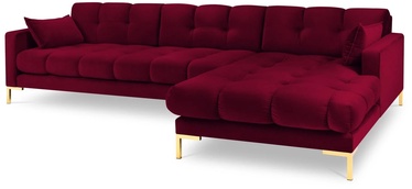 Stūra dīvāns Micadoni Home Mamaia Velvet, sarkana, labais, 293 x 185 cm x 75 cm