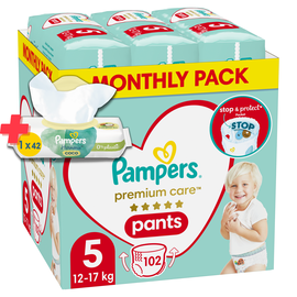 Подгузники Pampers Premium Care Pants, 5 размер, 12 - 17 кг, 102 шт.