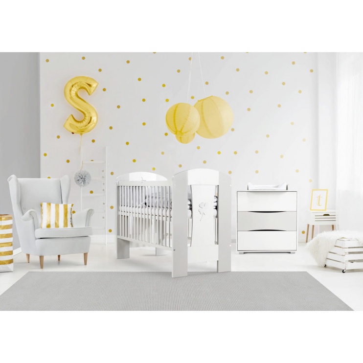Детская кровать Klups Nati, белый/серый, 125 x 66 см