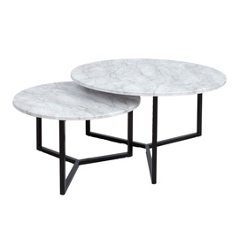 Kafijas galdiņu komplekts Home4you Akira, melna/gaiši pelēka, 60 - 80 cm x 80 cm x 37 - 45 cm