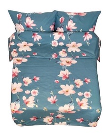 Комплект постельного белья Rustilė Spring Twigs 3312, синий/светло-розовый, 200x200 cm