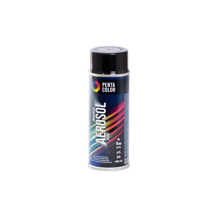 Aerosoolvärv Pentacolor Universal, tavaline, läikiv must, 0.4 l