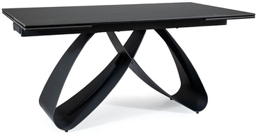 Pusdienu galds izvelkams Samanta Ceramic, melna, 160 - 240 cm x 90 cm x 76 cm
