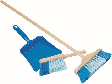 Namų ruošos žaislas, grindų šluota Goki Broom & Brush & Dustpan Set, mėlyna/ruda