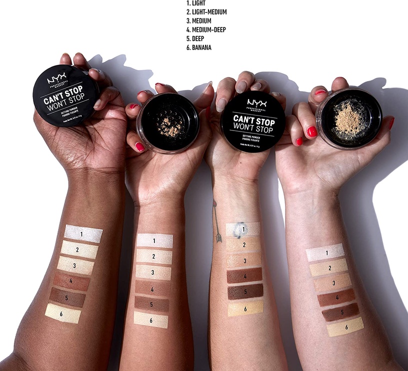 Рассыпчатая пудра NYX Can't Stop Won't Stop 02 Light Medium, 6 г