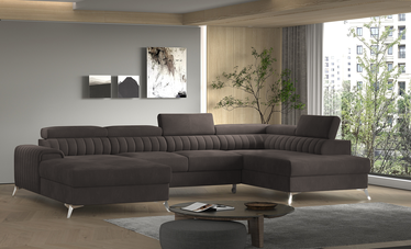 Stūra dīvāns Lacante Rekta 22, brūna, labais, 202 x 354 cm x 92 cm