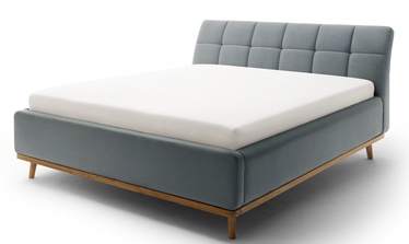 Кровать двухместная Mila Quilted Moulding, 180 x 200 cm, синий/дубовый, с решеткой