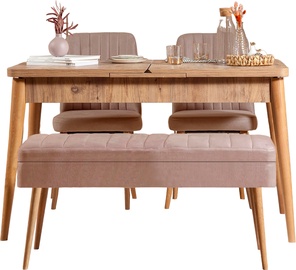 Ēdamistabas komplekts Kalune Design Vina 0900 - 3, priedes/bēša