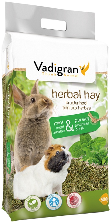 Sausa pārtika Vadigran Herbal Hay Mint & Parsley, trušiem/grauzējiem, 0.500 kg