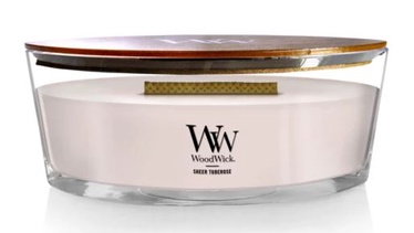 Svece, aromātiskā WoodWick Ellipse Sheer Tuberose, 60 - 100 h, 453.6 g, 92 mm x 121 mm