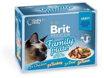 Mitrā kaķu barība Brit Premium Family Plate, 1.020 kg, 12 gab.