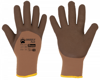 Рабочие перчатки перчатки Bradas Grizzly, хлопок/латекс, коричневый, 10, 6 шт.