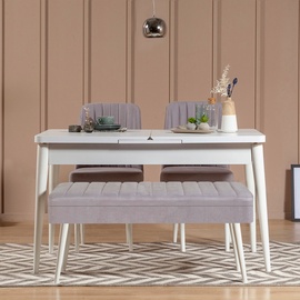 Ēdamistabas komplekts Kalune Design Vina 0701, balts/pelēks