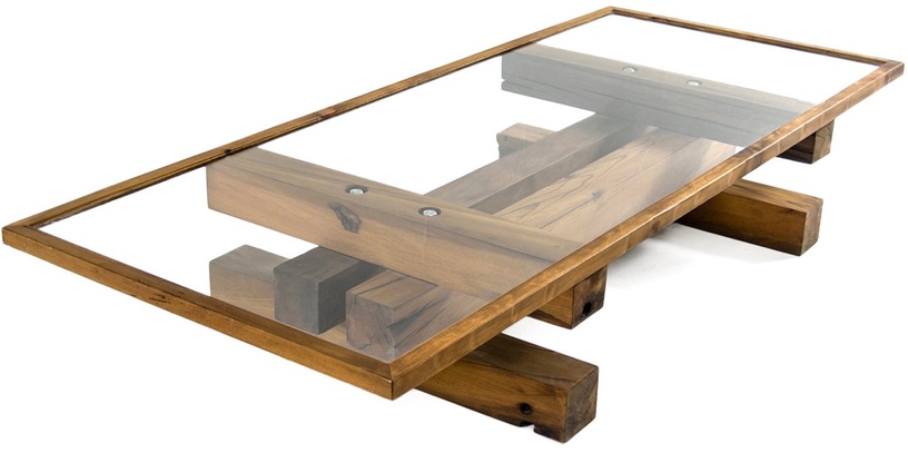 Журнальный столик Kalune Design Yabila, коричневый, 160 см x 76 см x 30 - 76 см