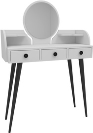 Столик-косметичка Kalune Design Elegans 550ARN2743, белый, 93.6 см x 37 см x 133.6 см, с зеркалом