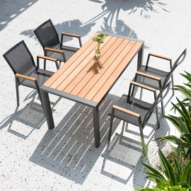 Välimööbli komplekt Home4you Tampere K77696, must/puidu/tumehall, 4 istekohta