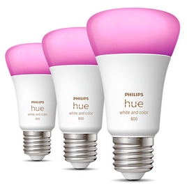 Лампочка Philips Hue LED, A60, многоцветный, E27, 6.5 Вт, 570 - 830 лм, 3 шт.