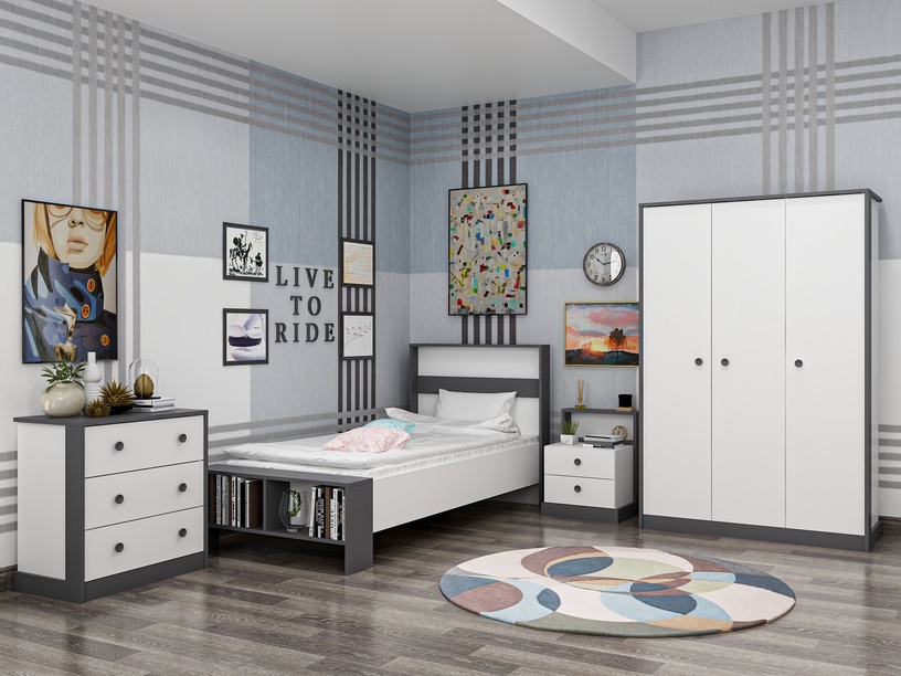 Комплект мебели для спальни Kalune Design Life, комнатные, белый/антрацитовый