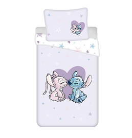 Voodipesukomplekt lastele Jerry Fabrics Lilo and Stitch Heart, valge/tumevioletne, 140 x 200 cm