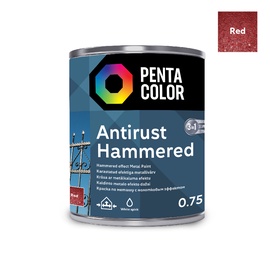 Emaljas krāsa Pentacolor Anti Rust Hammered, spīdīga, 0.75 l, sarkana