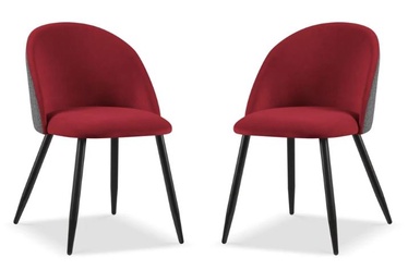 Valgomojo kėdė Micadoni Home Rayan Velvet, matinė, raudona, 52 cm x 46 cm x 80 cm, 2 vnt.